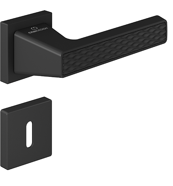 Çebi Wave Modeli Kare Rozetli Oda Kapı Kolu Mat Siyah (C52969166224) - 2