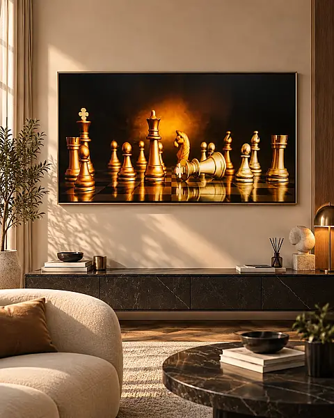 Santranç Cam Baskı Çerçeveli Tablo 60x90 cm (DZ-CT673) - 1