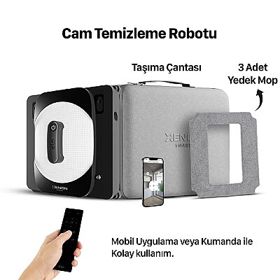 Cam Silme Robotu (Elo) | Kumandalı, Mobil Kontrol, Ultra Sessiz, 4 Sensör, Su Püskürtmeli (X8681) - 3