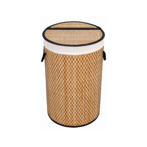 Casalinda Naturel Yuvarlak Bambu Siyah İpli Kirli Çamaşır Sepeti 55Lt (CL-6001-6) - 1