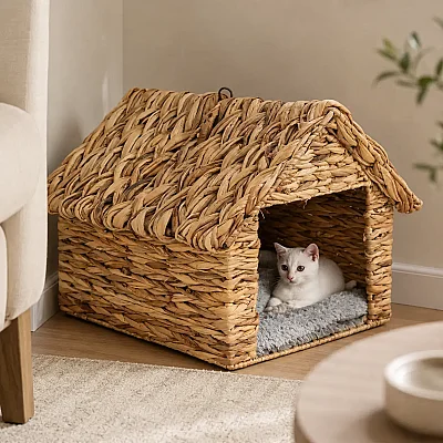 Casalinda Çatılı Kedi Yuvası Hasır (CL-4035) - Casalinda (1)
