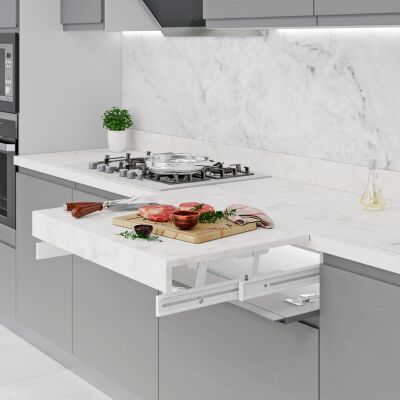Starax 90cm Beyaz Çekmece İçi Ek Tezgah Mekanizması (S-2048-W) - 2