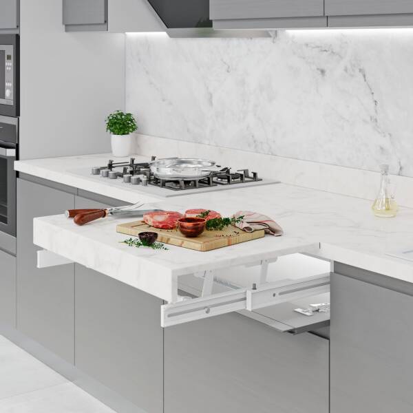 Starax 90cm Beyaz Çekmece İçi Ek Tezgah Mekanizması (S-2048-W) - 2