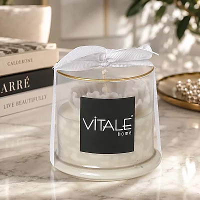 Çiçek Dekorlu Bardakiçi Mum 190 gr (AK.JS0034) - Vitale (1)
