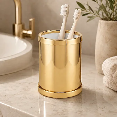 Gedy Classic Tezgah Üstü Diş Fırçalık Gold Renk (A.1WC.91301/O) - 1