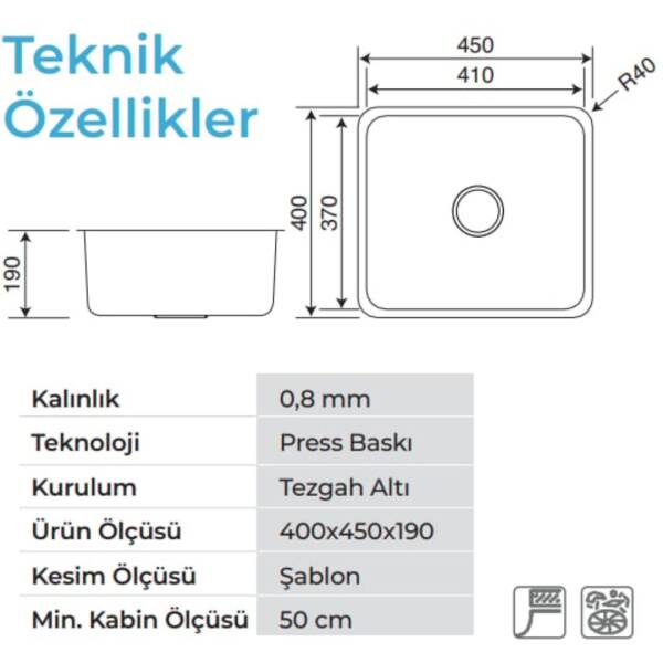 Crauf Lavello 3040 Tezgah Altı Çelik Eviye Bakır Renk (530.1424.3040.24) - 2