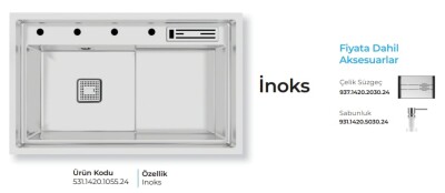 Crauf Lusso 1055 Eviye Takımı Inox Renk (531.1420.1055.24) - 2