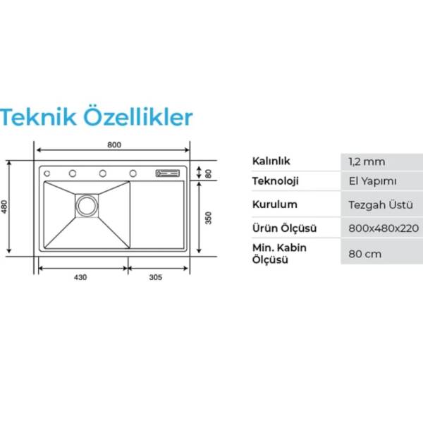 Crauf Lusso 1055 Eviye Takımı Mat Gri Renk (531.1425.1055.24) - 3