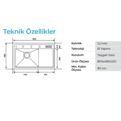 Crauf Lusso 1055 Pvd Eviye Takım Füme Renk (531.1422.1055.24) - 3