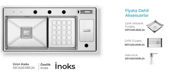 Crauf Lusso 1061 Eviye Takım Inox Renk (531.1420.1061.24) - 2
