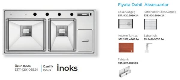 Crauf Lusso 1065 Eviye Takımı Inox Renk (537.1420.1065.24) - 2