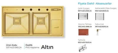 Crauf Lusso 1065 Pvd Eviye Takımı Altın Renk (537.1423.1065.24) - 2