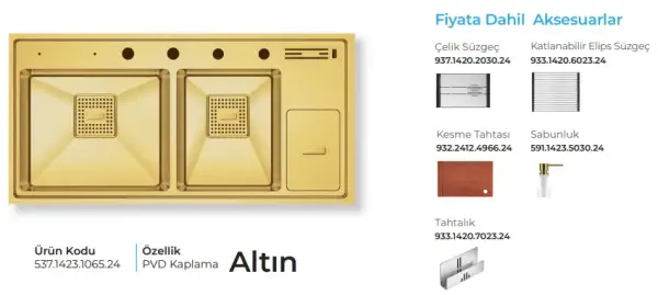 Crauf Lusso 1065 Pvd Eviye Takımı Altın Renk (537.1423.1065.24) - 2
