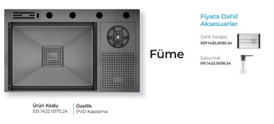 Crauf Lusso 1070 Pvd Eviye Takımı Füme Renk (531.1422.1070.24) - 2