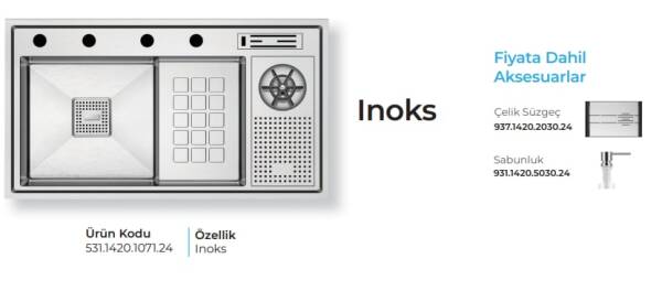 Crauf Lusso 1071 Eviye Takımı Inox Renk (531.1420.1071.24) - 2