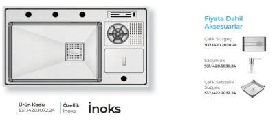 Crauf Lusso 1072 Eviye Takımı Inox Renk (531.1420.1072.24) - 2