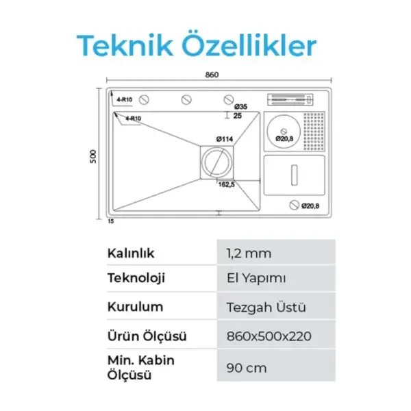 Crauf Lusso 1072 Eviye Takımı Inox Renk (531.1420.1072.24) - 3