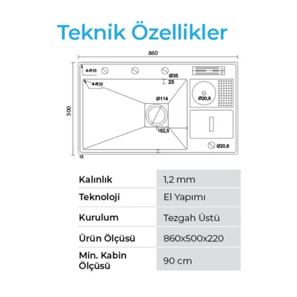 Crauf Lusso 1072 Eviye Takımı Mat Gri Renk (531.1425.1072.24) - 3