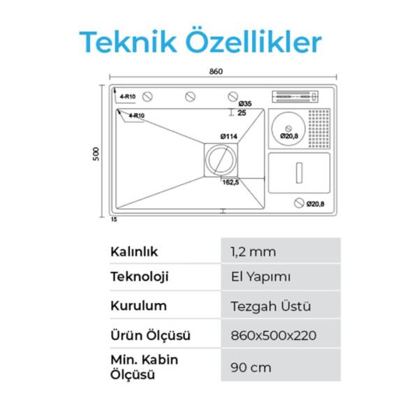 Crauf Lusso 1072 Pvd Eviye Takımı Füme Renk (531.1422.1072.24) - 3
