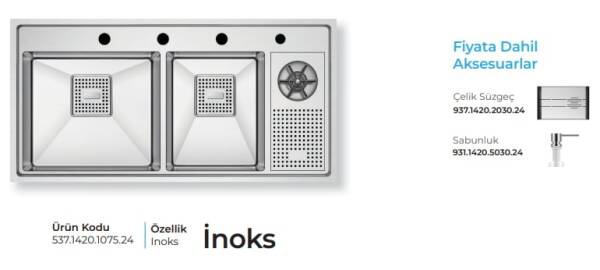 Crauf Lusso 1075 Eviye Takımı Inox Renk (537.1420.1075.24) - 3