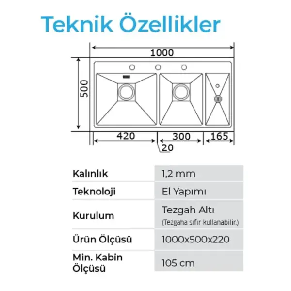 Crauf Lusso 1075 Eviye Takımı Mat Gri Renk (537.1425.1075.24) - 3