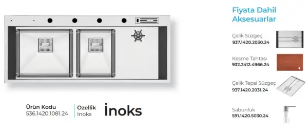 Crauf Lusso 1081 Eviye Takımı Inox Renk (536.1420.1081.24) - 2