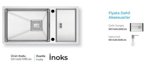 Crauf Lusso 1085 Eviye Takımı Inox Renk (531.1420.1085.24) - 2