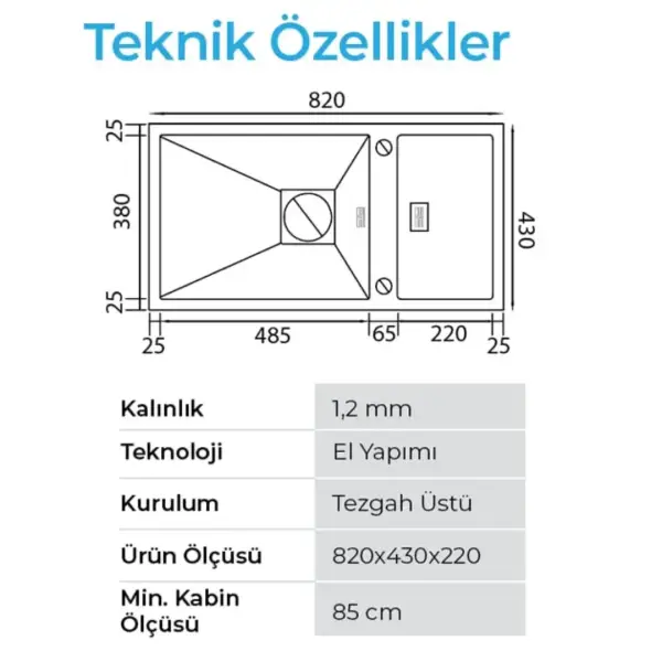 Crauf Lusso 1085 Eviye Takımı Mat Gri Renk (531.1425.1085.24) - 3