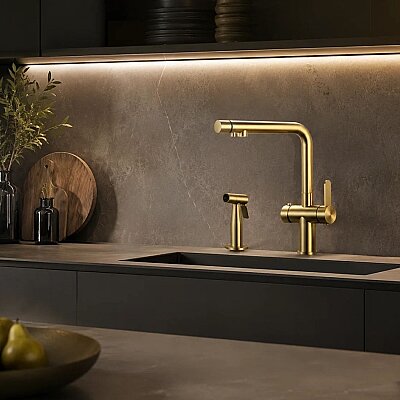 Crauf Lusso 4040 Purification Pvd Altın Arıtmalı Eviye Bataryası (230.4423.4040.24) - Crauf