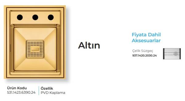 Crauf Lusso 6390 Pvd Eviye Takımı Altın Renk (531.1423.6390.24) - 2