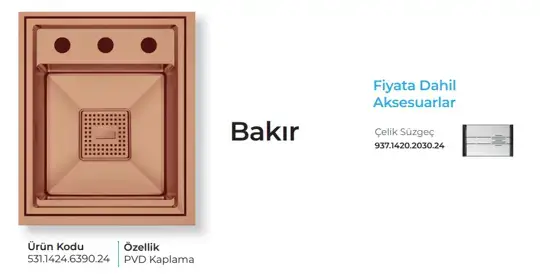 Crauf Lusso 6390 Pvd Eviye Takımı Bakır Renk (531.1424.6390.24) - 2