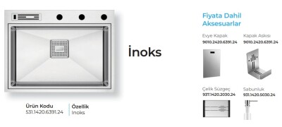 Crauf Lusso 6391 Eviye Takımı Inox Renk (531.1420.6391.24) - 2