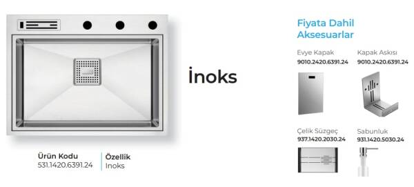Crauf Lusso 6391 Eviye Takımı Inox Renk (531.1420.6391.24) - 2