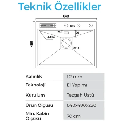 Crauf Lusso 6391 Eviye Takımı Mat Gri Renk (531.1425.6391.24) - 3