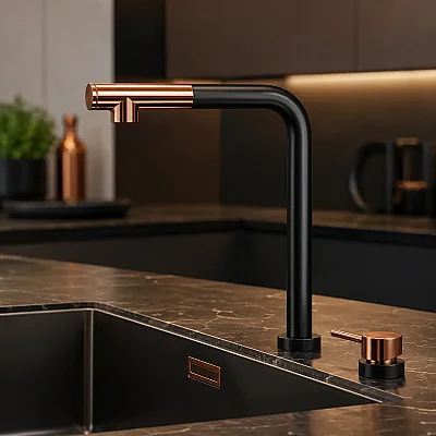 Crauf Ocean 4080 Pvd Füme - Bakır Renk Spiralli Eviye Bataryası Asansörlü (230.4424.4080.24) - 1