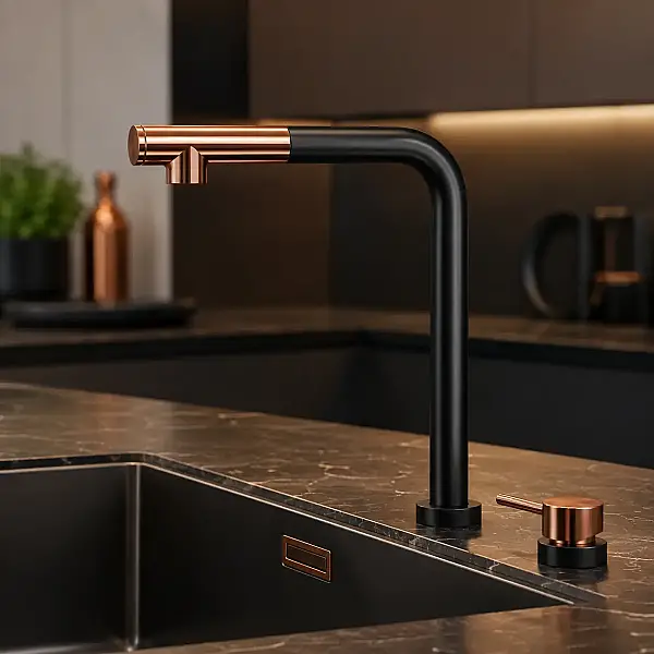 Crauf Ocean 4080 Pvd Füme - Bakır Renk Spiralli Eviye Bataryası Asansörlü (230.4424.4080.24) - 1