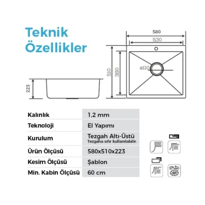 Crauf Poli 6301 Pvd Eviye Füme Renk (530.2422.6301.24) - 2