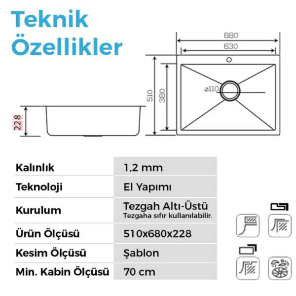 Crauf Poli 6302 Pvd Eviye Bakır Renk (530.2424.6302.24) - 2