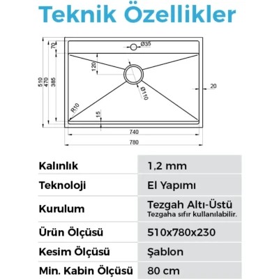 Crauf Poli 6303 Pvd Eviye Füme Renk (530.2422.6303.24) - 2