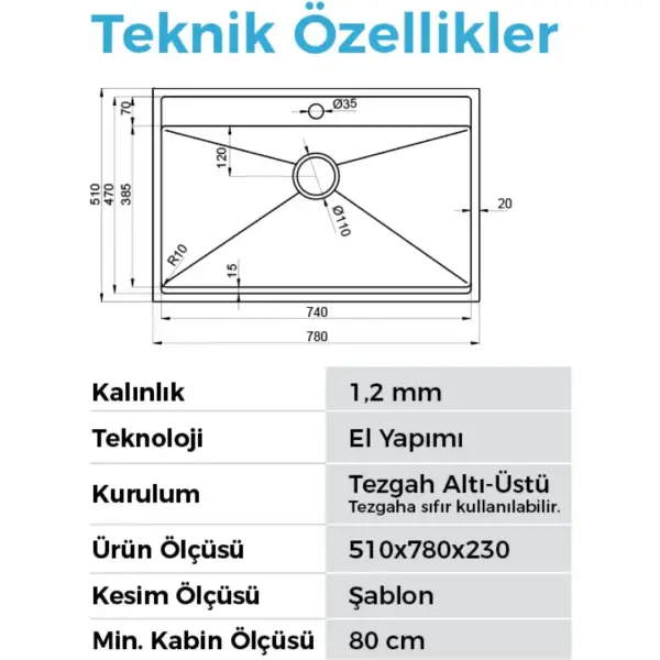 Crauf Poli 6303 Pvd Eviye Füme Renk (530.2422.6303.24) - 2