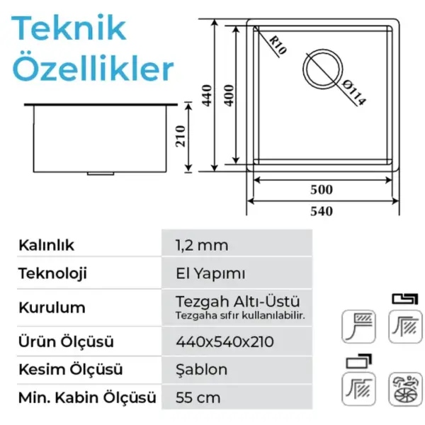 Crauf Stella 4454 Eviye Mat Gri Renk (530.2425.4454.24) - 2