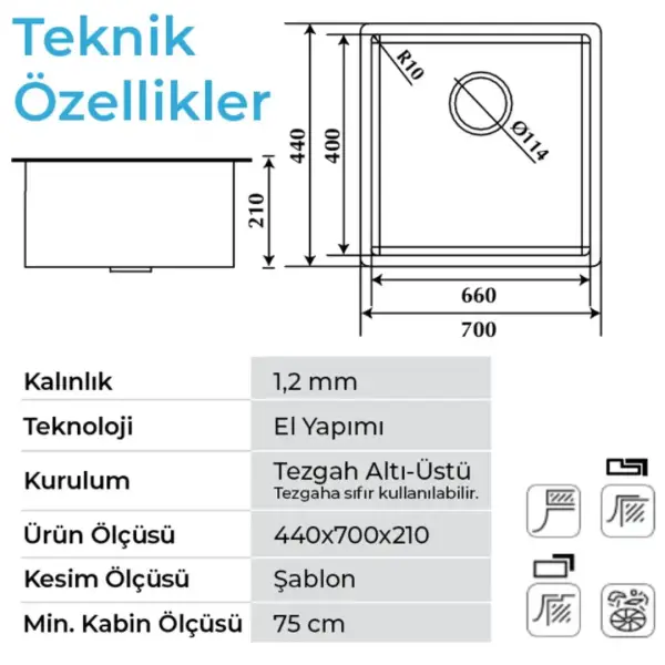 Crauf Stella 4470 Pvd Eviye Bakır Renk (530.2424.4470.24) - 2
