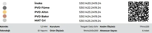 Crauf 2419 Tamamlayıcı Eviye Inox Renk (530.1420.2419.24) - 2