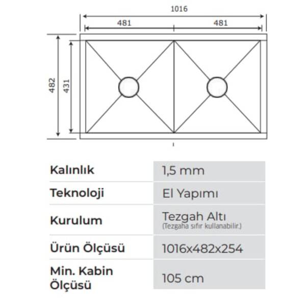 Crauf Vertice 2075 Eviye Inox Renk (537.1420.2075.24) - 2