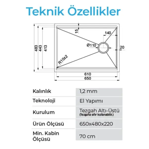 Crauf Vertice 4865 Mat Gri Eviye (530.1425.4865.24) - 2