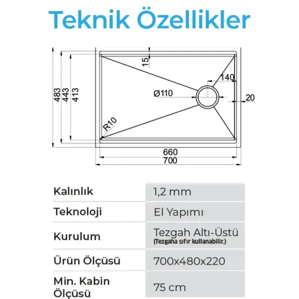 Crauf Vertice 4870 Pvd Eviye Füme Renk (530.1422.4870.24) - 2
