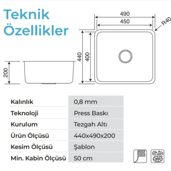 Crauf Vertice 4875 Mat Gri Eviye (530.1425.4875.24) - 2