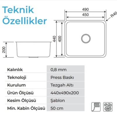 Crauf Vertice 4875 Pvd Füme Eviye (530.1422.4875.24) - 2