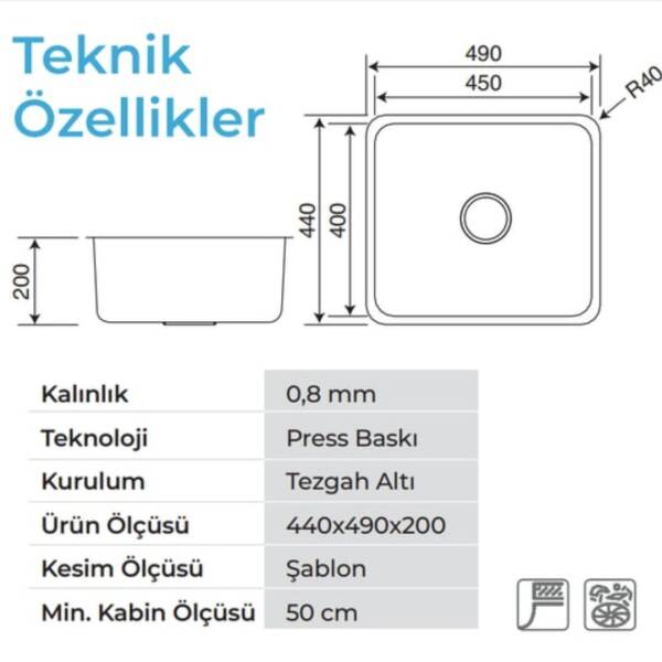 Crauf Vertice 4875 Pvd Füme Eviye (530.1422.4875.24) - 2