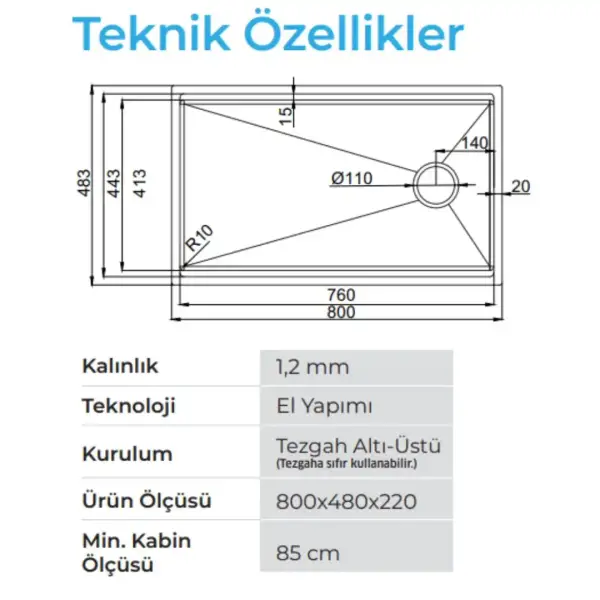 Crauf Vertice 4880 Pvd Bakır Eviye (530.1424.4880.24) - 2